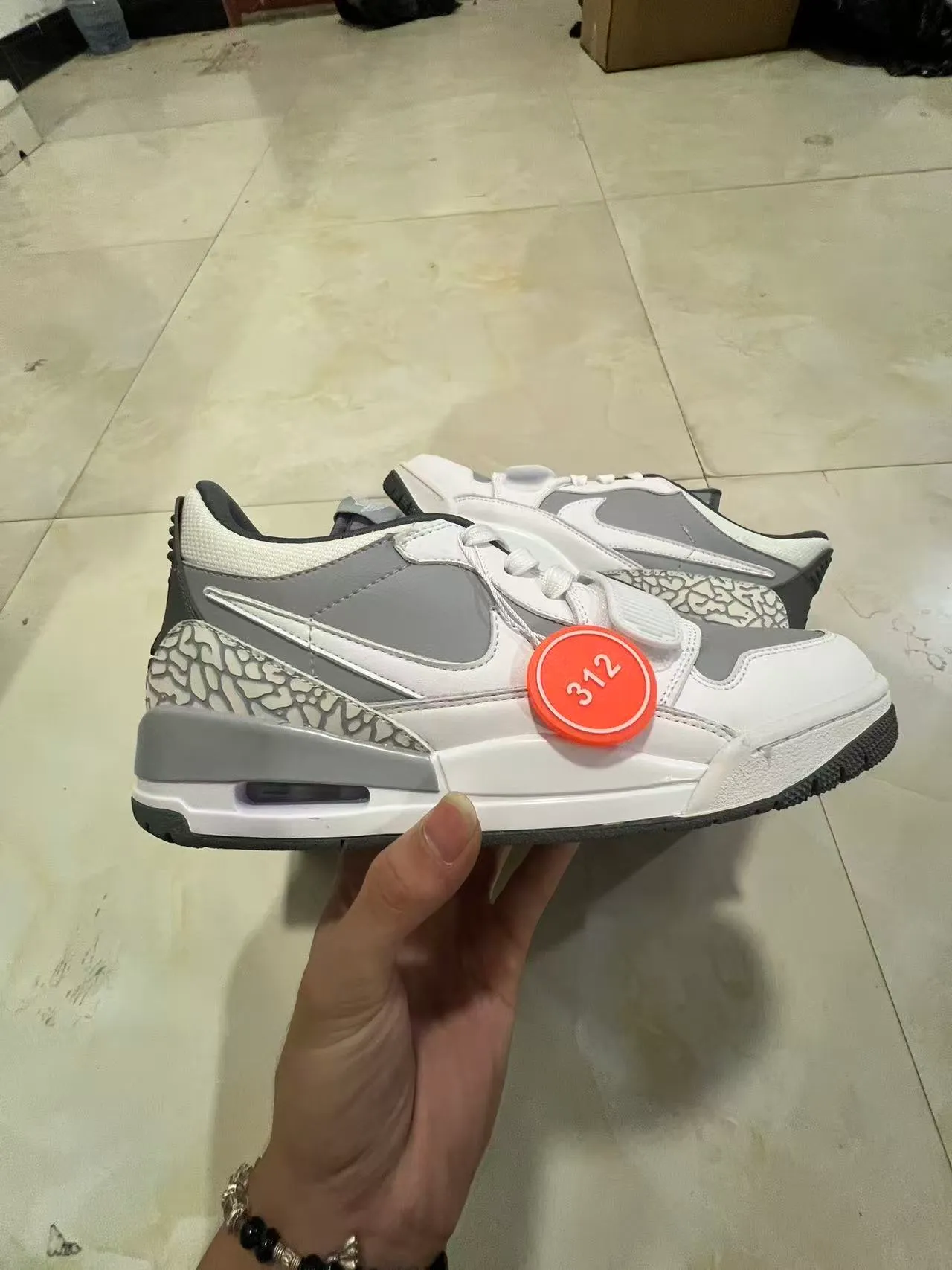 Nike Air Jordan Legacy 312 White Gray Elephant Print Lifestyle Sneakers 7