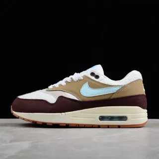 Nike Air Max 1 Burgundy Tan Light Blue Lifestyle Sneakers
