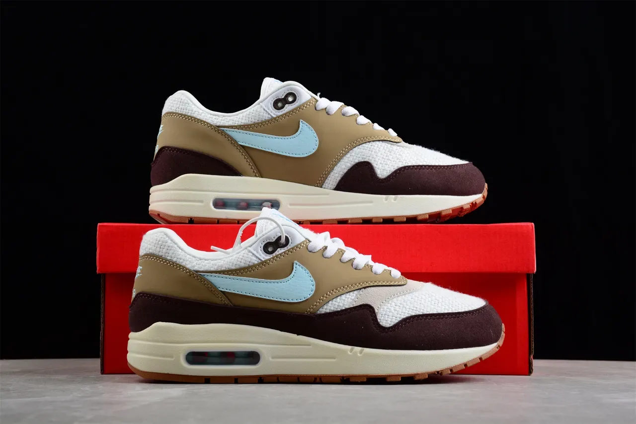 Nike Air Max 1 Bordô Bege Azul Claro Tênis Lifestyle 14