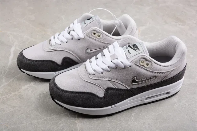 Nike Air Max 1 Light Gray and Charcoal Gray Lifestyle Sneakers 9