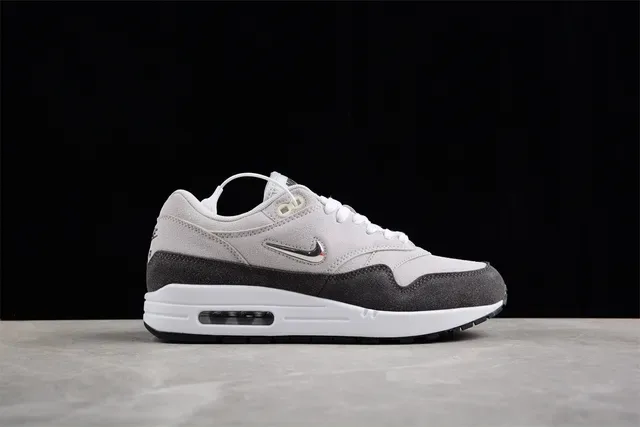 Nike Air Max 1 Light Gray and Charcoal Gray Lifestyle Sneakers 14