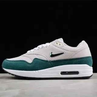 Nike Air Max 1 Light Gray and Deep Green Lifestyle Sneakers