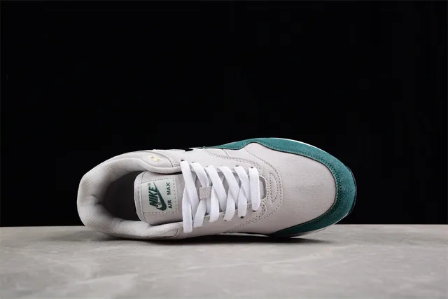 Nike Air Max 1 Light Gray and Deep Green Lifestyle Sneakers 5
