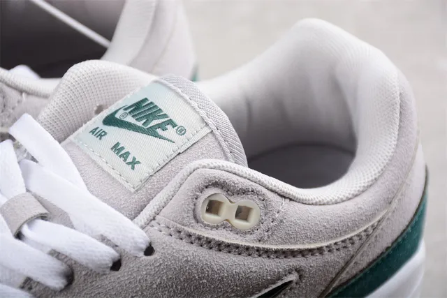 Nike Air Max 1 Light Gray and Deep Green Lifestyle Sneakers 13
