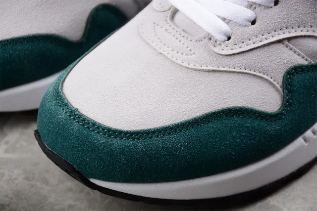 Nike Air Max 1 Light Gray and Deep Green Lifestyle Sneakers 15