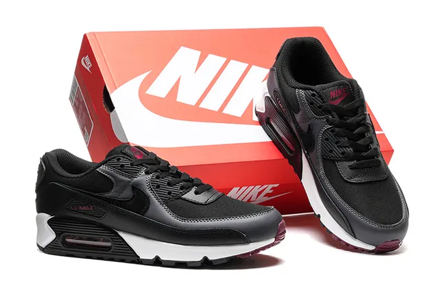 Nike Air Max 90 Black White Maroon Lifestyle Sneakers 2