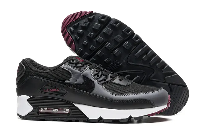 Nike Air Max 90 Black White Maroon Lifestyle Sneakers 3
