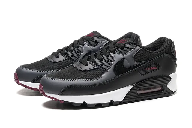 Nike Air Max 90 Black White Maroon Lifestyle Sneakers 5