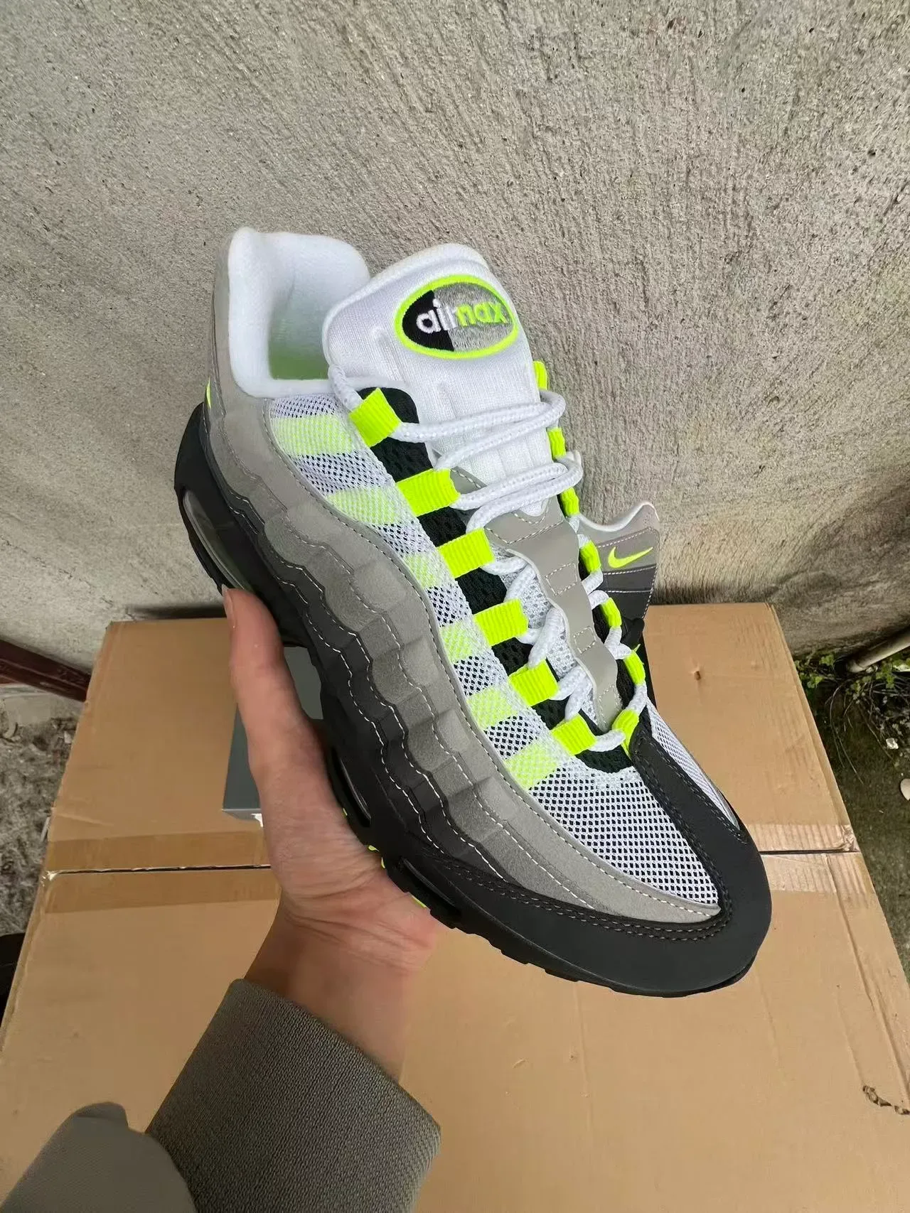 Nike Air Max 95 Gray and Neon Lime Lifestyle Sneakers 2