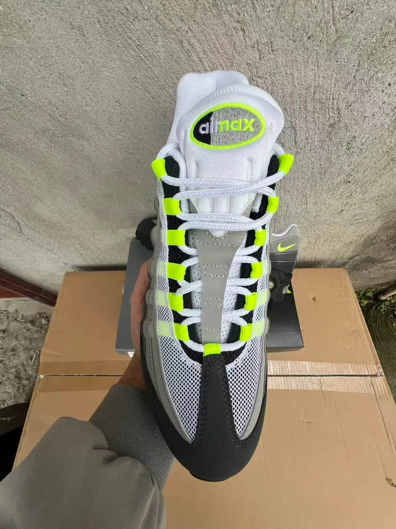Nike Air Max 95 Gray and Neon Lime Lifestyle Sneakers 3