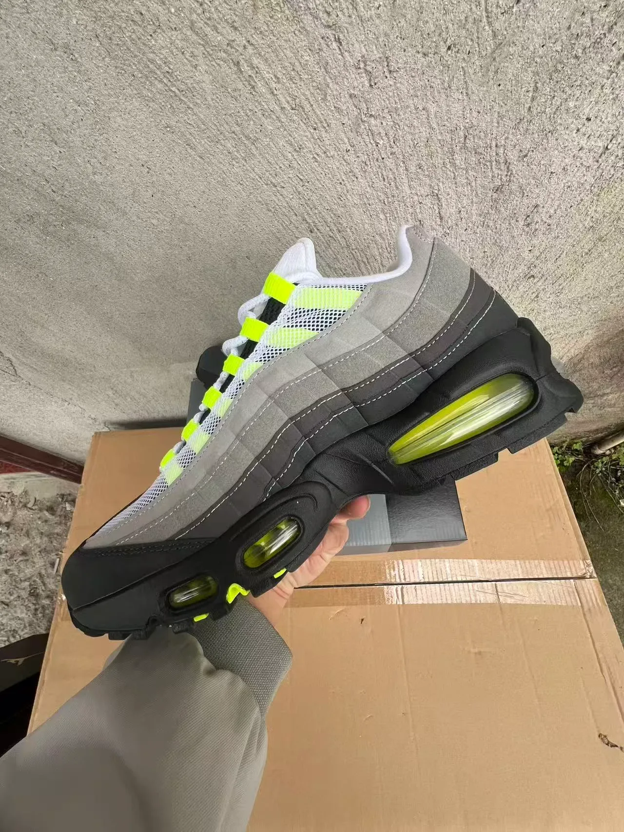 Nike Air Max 95 Gray and Neon Lime Lifestyle Sneakers 5