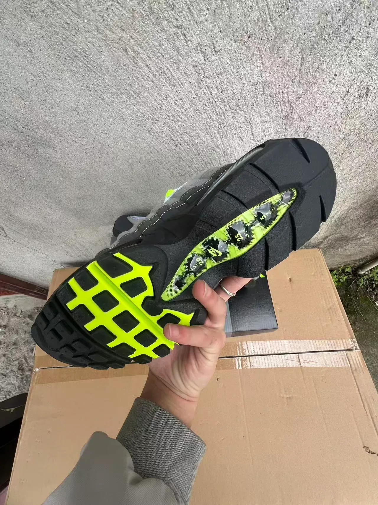 Nike Air Max 95 Gray and Neon Lime Lifestyle Sneakers 6