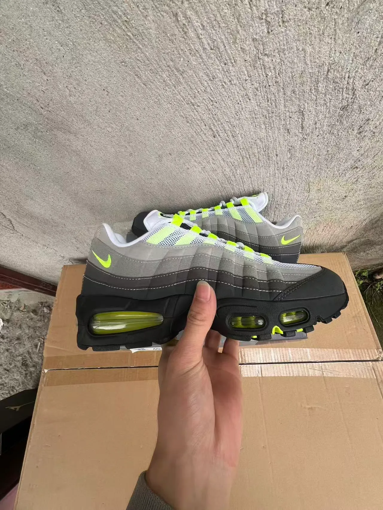 Nike Air Max 95 Gray and Neon Lime Lifestyle Sneakers 7