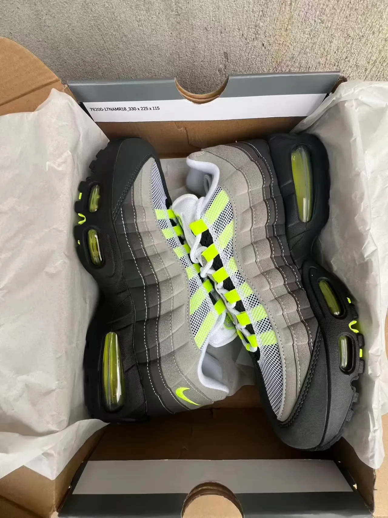 Nike Air Max 95 Gray and Neon Lime Lifestyle Sneakers 9