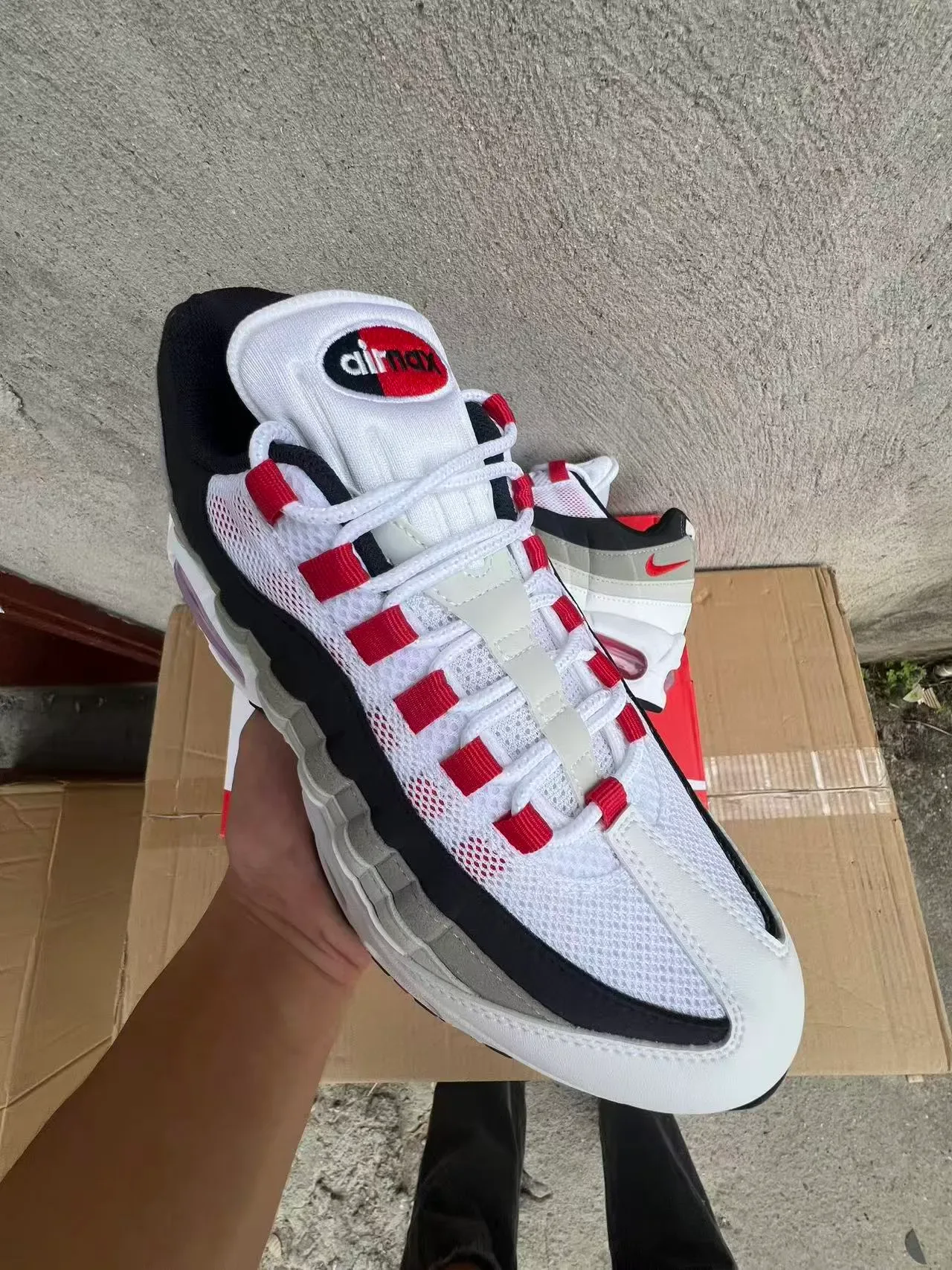 Nike Air Max 95 White Gray Black Red Lifestyle Sneakers 2