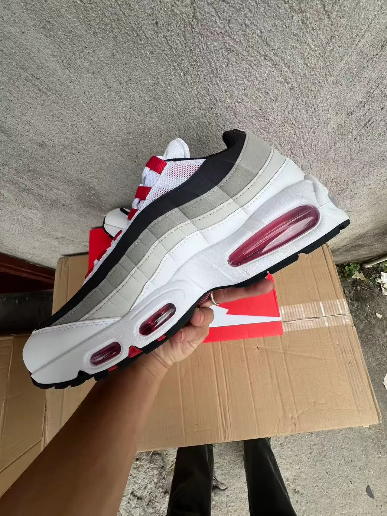 Nike Air Max 95 White Gray Black Red Lifestyle Sneakers 5