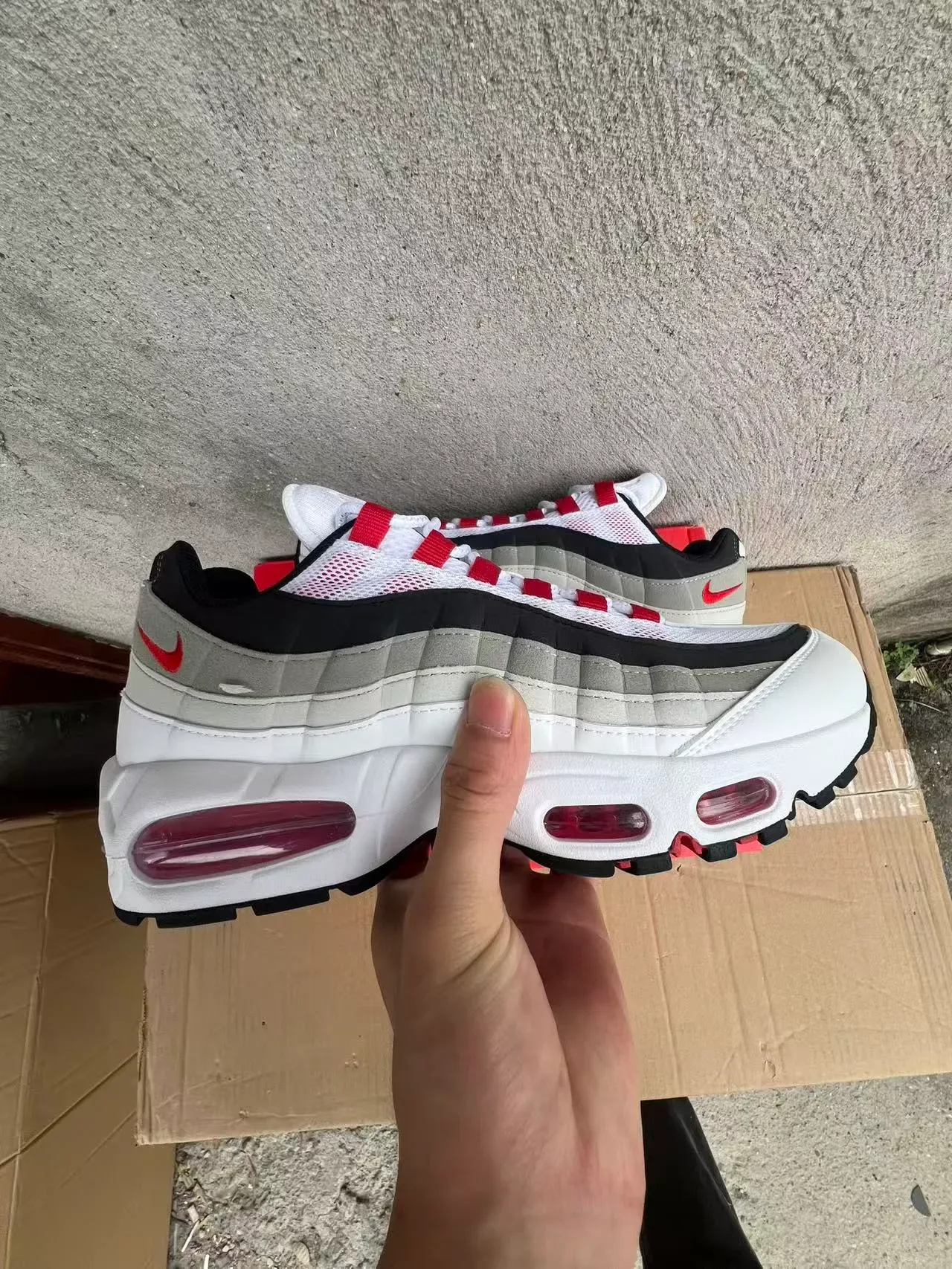 Nike Air Max 95 White Gray Black Red Lifestyle Sneakers 7