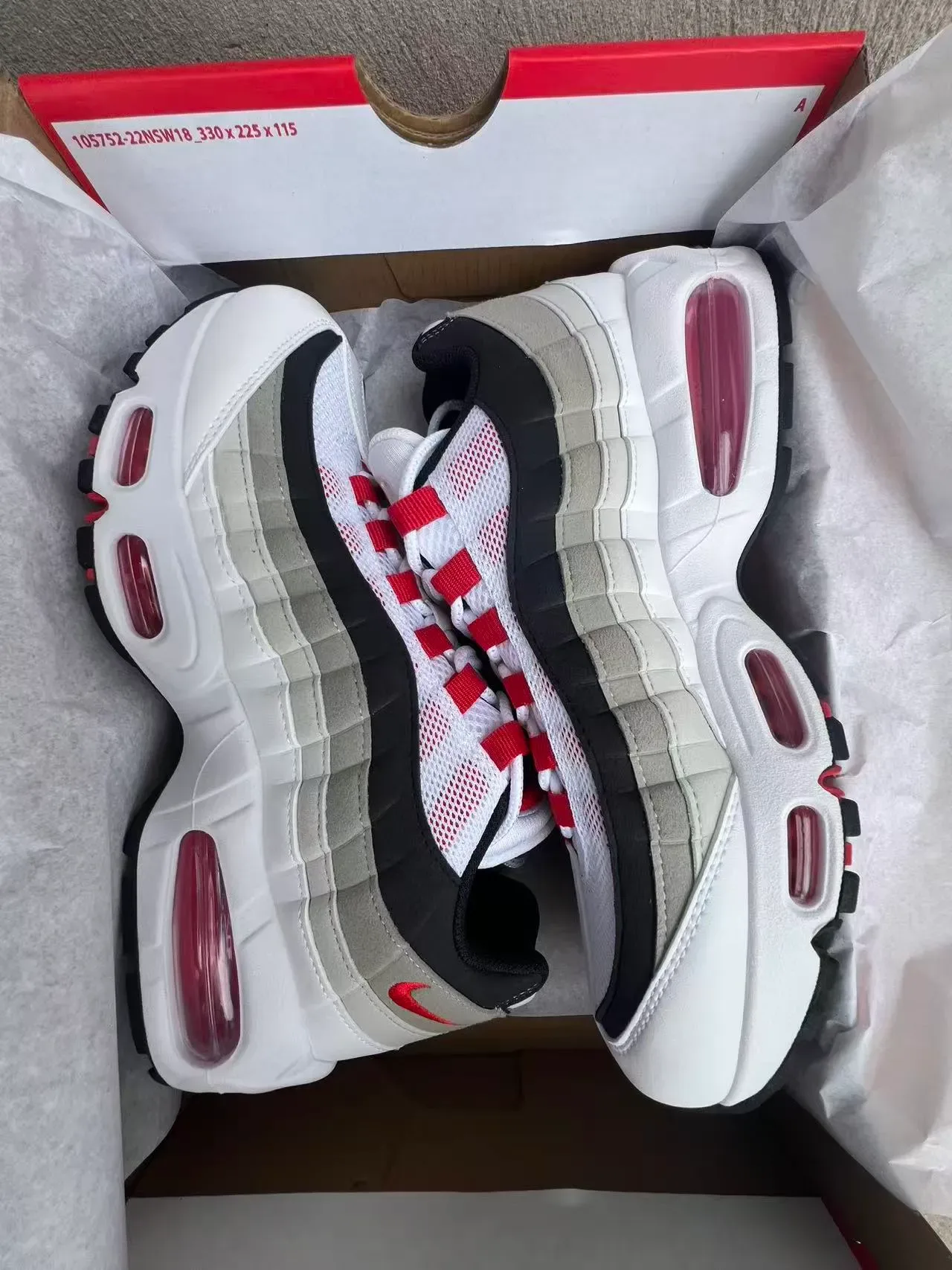 Nike Air Max 95 White Gray Black Red Lifestyle Sneakers 9