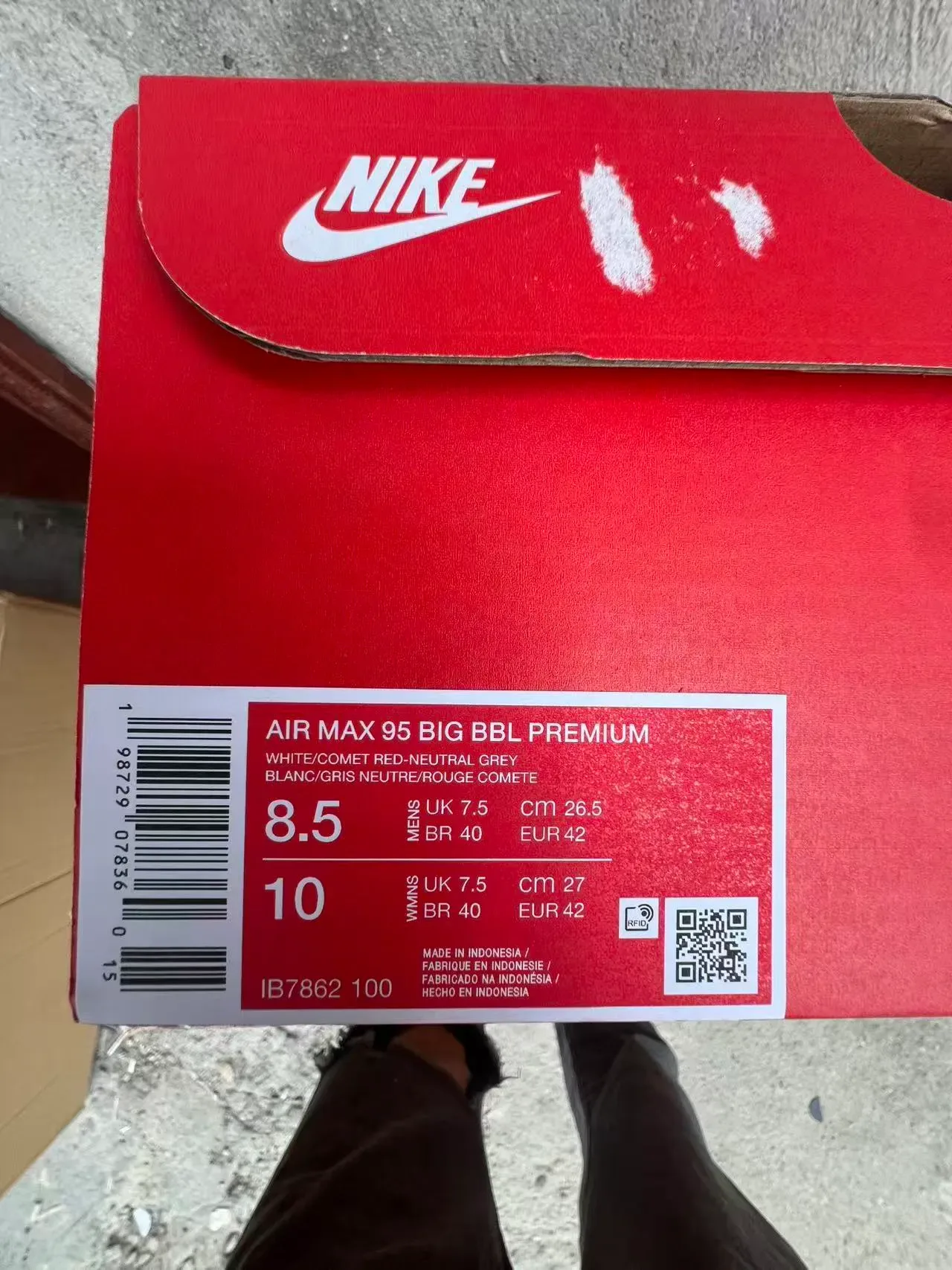 Nike Air Max 95 White Gray Black Red Lifestyle Sneakers 10
