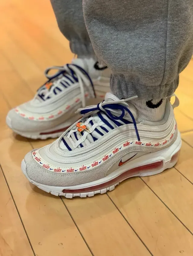 Nike Air Max 97 Beige Red Wavy Layered Upper Visible Unit Lifestyle Sneakers 5