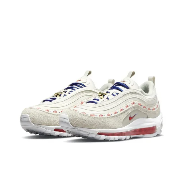 Nike Air Max 97 Beige Red Wavy Layered Upper Visible Unit Lifestyle Sneakers 11