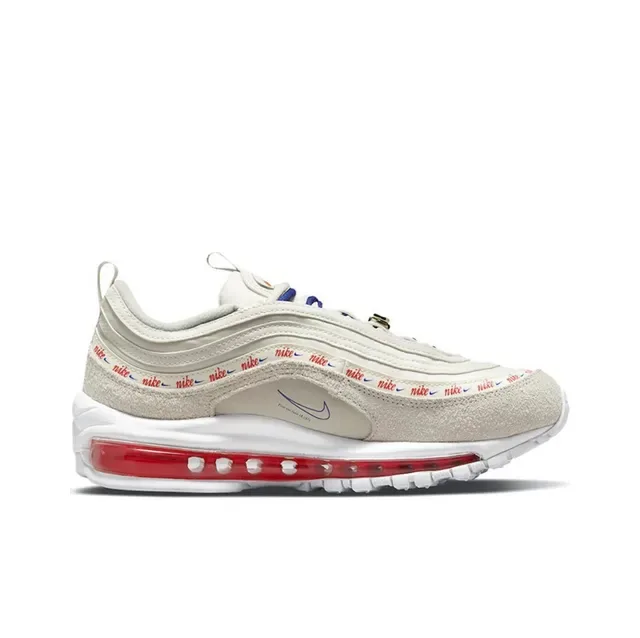 Nike Air Max 97 Beige Red Wavy Layered Upper Visible Unit Lifestyle Sneakers 12