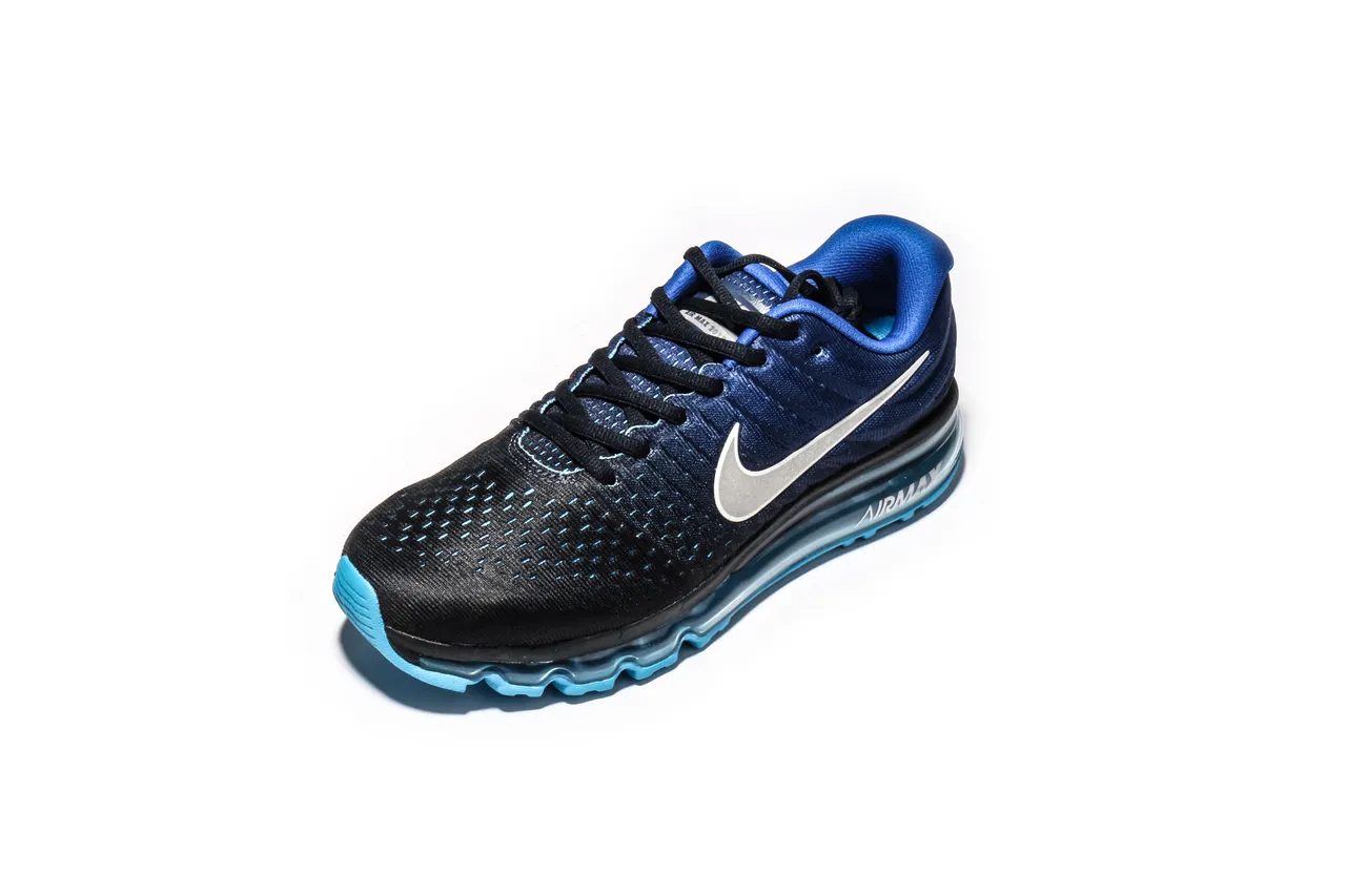 Nike Air Max Black Blue Knit Upper Full-Length Unit Running Shoes 7