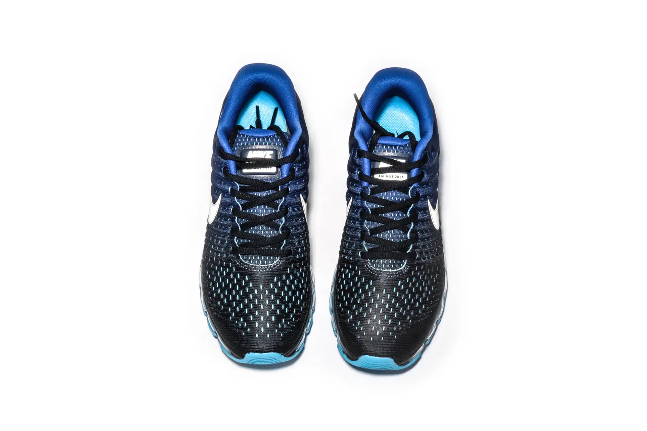 Nike Air Max Black Blue Knit Upper Full-Length Unit Running Shoes 9