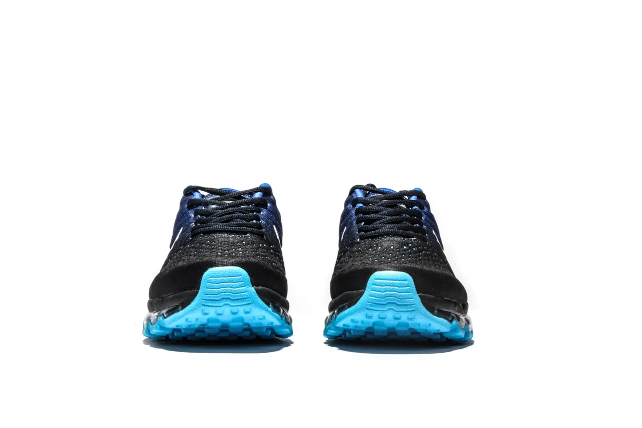 Nike Air Max Black Blue Knit Upper Full-Length Unit Running Shoes 10