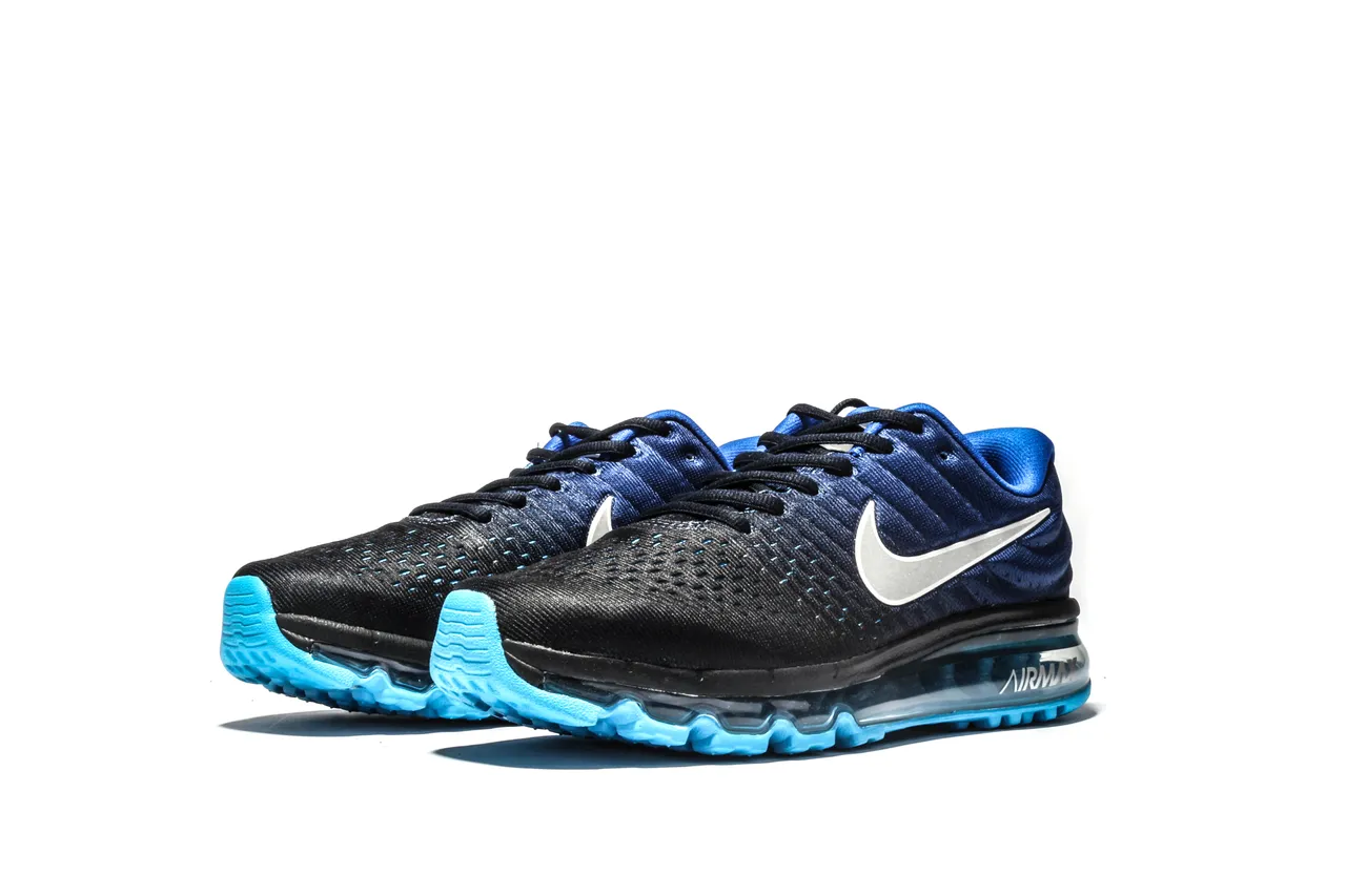 Nike Air Max Black Blue Knit Upper Full-Length Unit Running Shoes 11