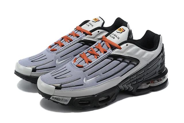 Nike Air Max Plus Tuned Gray Black Orange Lifestyle Sneakers 3