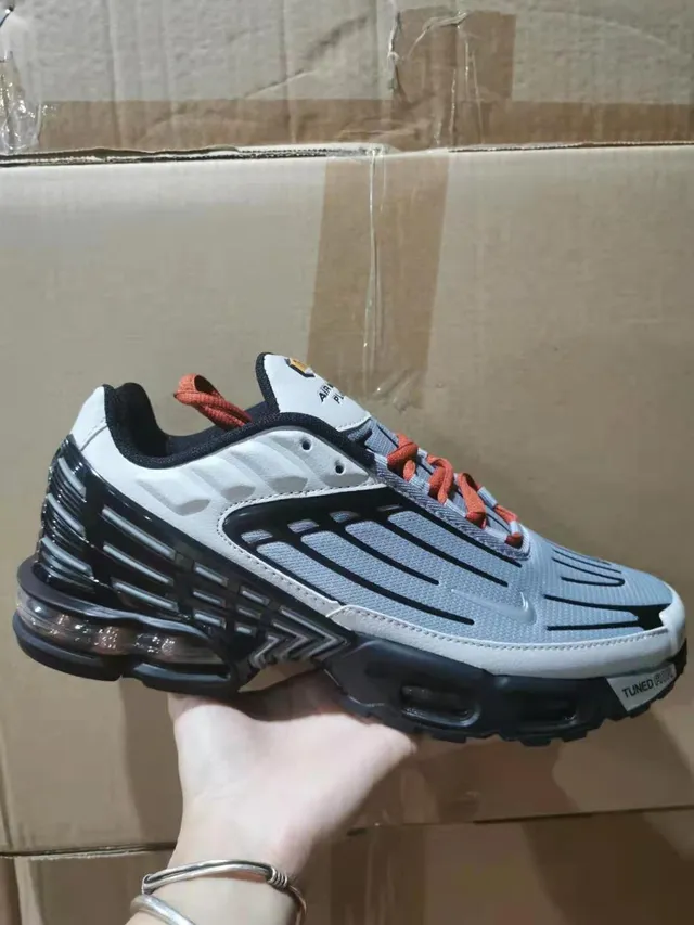 Nike Air Max Plus Tuned Gray Black Orange Lifestyle Sneakers 5