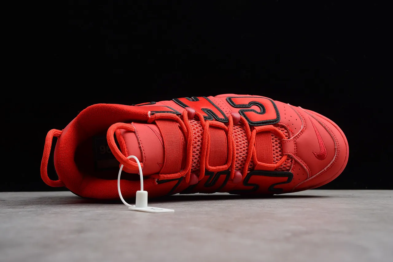 Nike Air More Uptempo Red Black Basketball Shoes 4