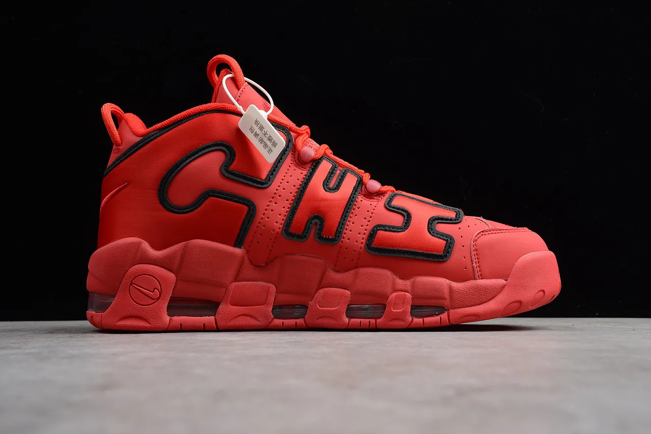 Nike Air More Uptempo Red Black Basketball Shoes 5