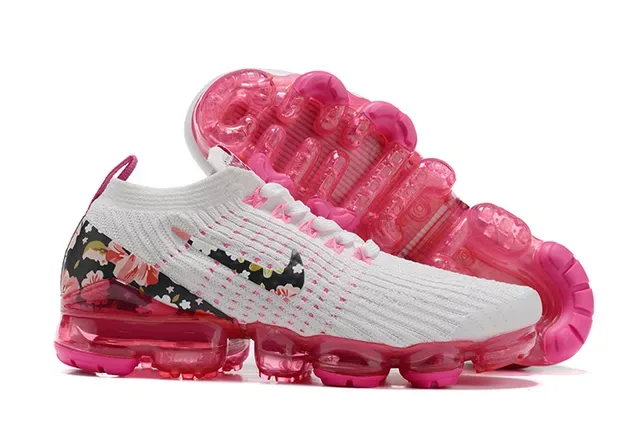 Nike Air VaporMax طباعة زهورية أبيض وردي حذاء رياضي أسلوب حياة 3
