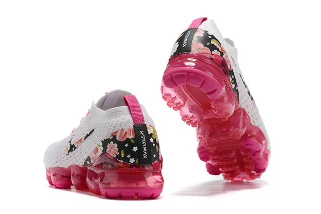 Nike Air VaporMax طباعة زهورية أبيض وردي حذاء رياضي أسلوب حياة 6