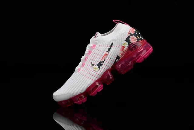 Nike Air VaporMax طباعة زهورية أبيض وردي حذاء رياضي أسلوب حياة 11