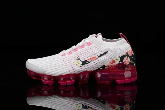 Nike Air VaporMax طباعة زهورية أبيض وردي حذاء رياضي أسلوب حياة 12