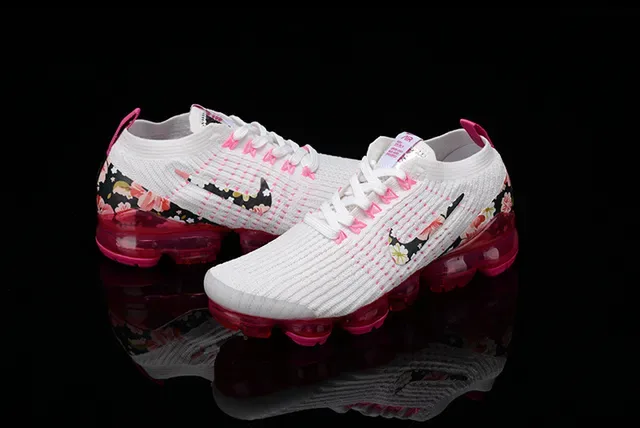 Nike Air VaporMax طباعة زهورية أبيض وردي حذاء رياضي أسلوب حياة 13