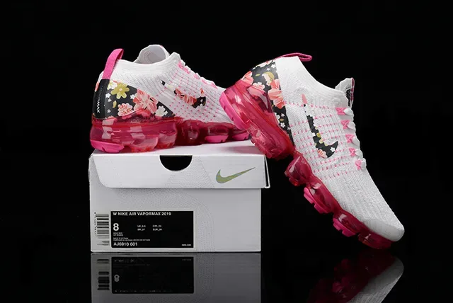 Nike Air VaporMax طباعة زهورية أبيض وردي حذاء رياضي أسلوب حياة 16