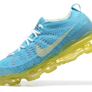 Nike Air VaporMax Flyknit Cyan Blue and Yellow Lifestyle Sneakers