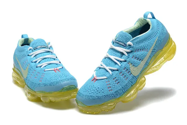 Nike Air VaporMax Flyknit Azul Cian e Amarelo Tênis Lifestyle 2