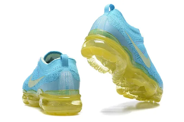 Nike Air VaporMax Flyknit Azul Cian e Amarelo Tênis Lifestyle 3