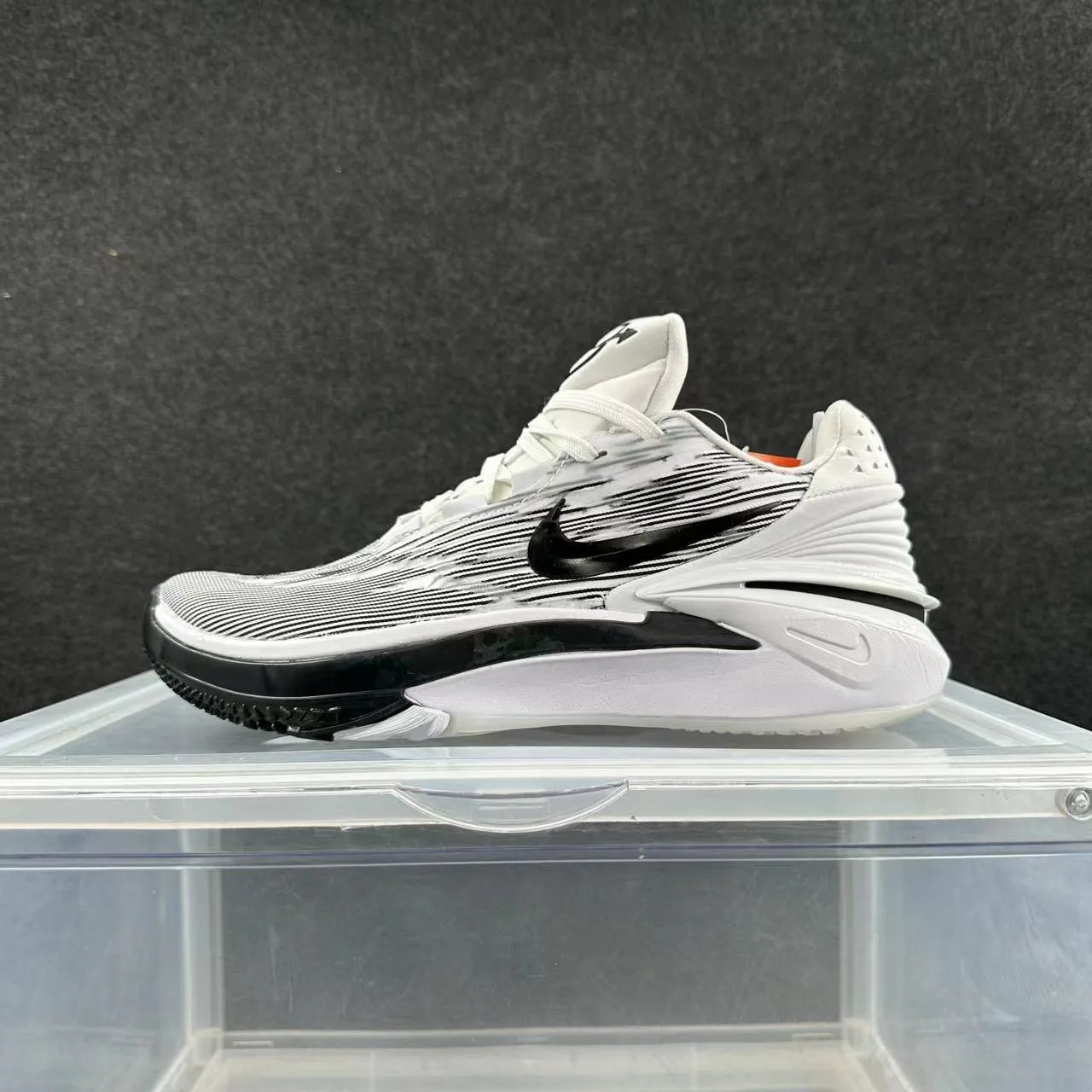 Nike Air Zoom G.T. Cut White Black Striped Mesh Basketball Shoes 2