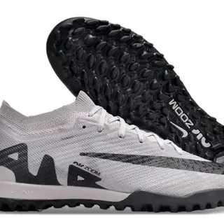 Nike Air Zoom Gray Black Knit Upper Low-Cut Collar Turf Soccer Shoes