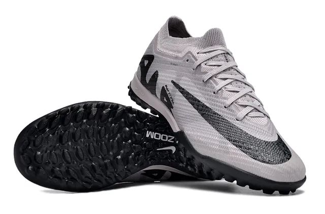 Nike Air Zoom Gris Noir Tissu Supérieur Col Bas Turf Chaussures de Football 2