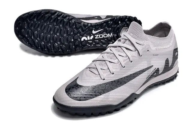 Nike Air Zoom Gris Noir Tissu Supérieur Col Bas Turf Chaussures de Football 3