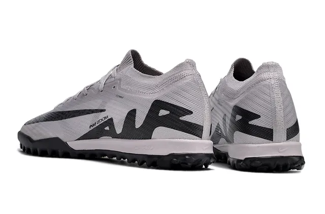 Nike Air Zoom Gris Noir Tissu Supérieur Col Bas Turf Chaussures de Football 4