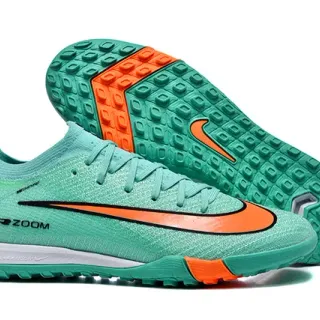 Nike Air Zoom Green Orange Knit Upper Low-Cut Silhouette Turf Soccer Shoes