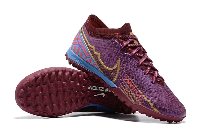 نايك إير زوم أحذية كرة القدم Turf بنفسجي بورجوندي Knit Upper طبقة جرافيك مالتي كولر 6